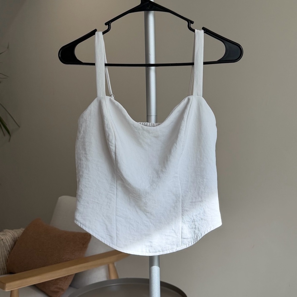 Women’s | Abercrombie & Fitch Cropped Corset Tank Top, Cream | Size Small